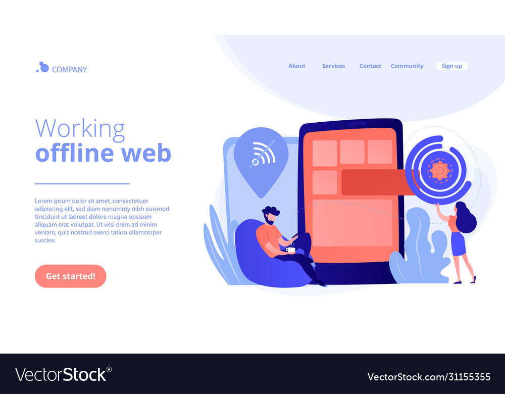 Progressive web app concept landing page vector image Progressive web app concept landing page