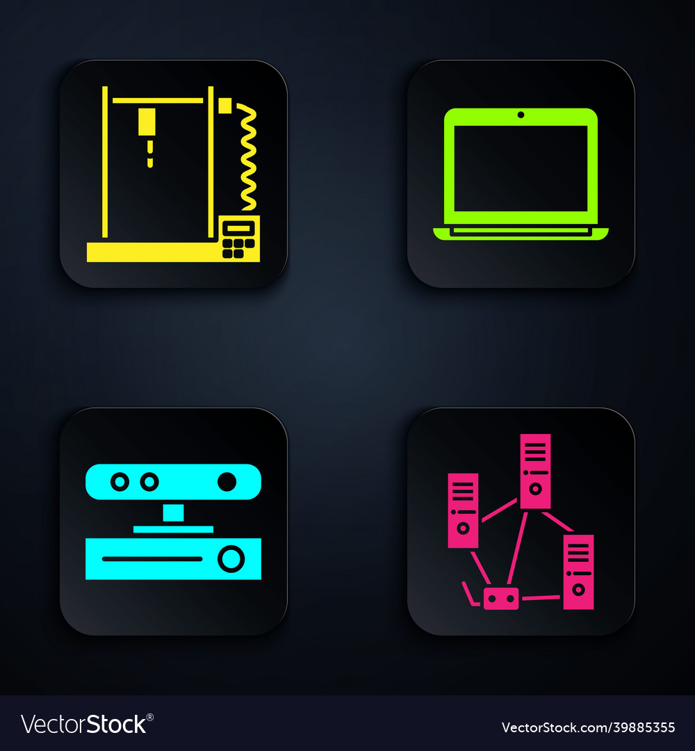 Set computer network 3d printer motion sensor vector image Set computer network 3d printer motion sensor