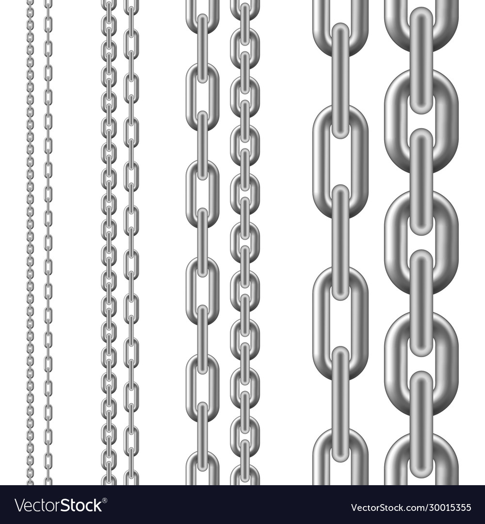 Set metallic chain seamless isolated Royalty Free Vector