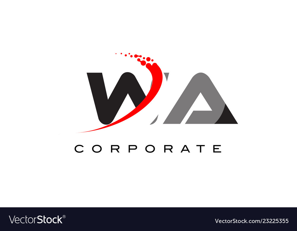 Wa modern letter logo design with swoosh Vector Image