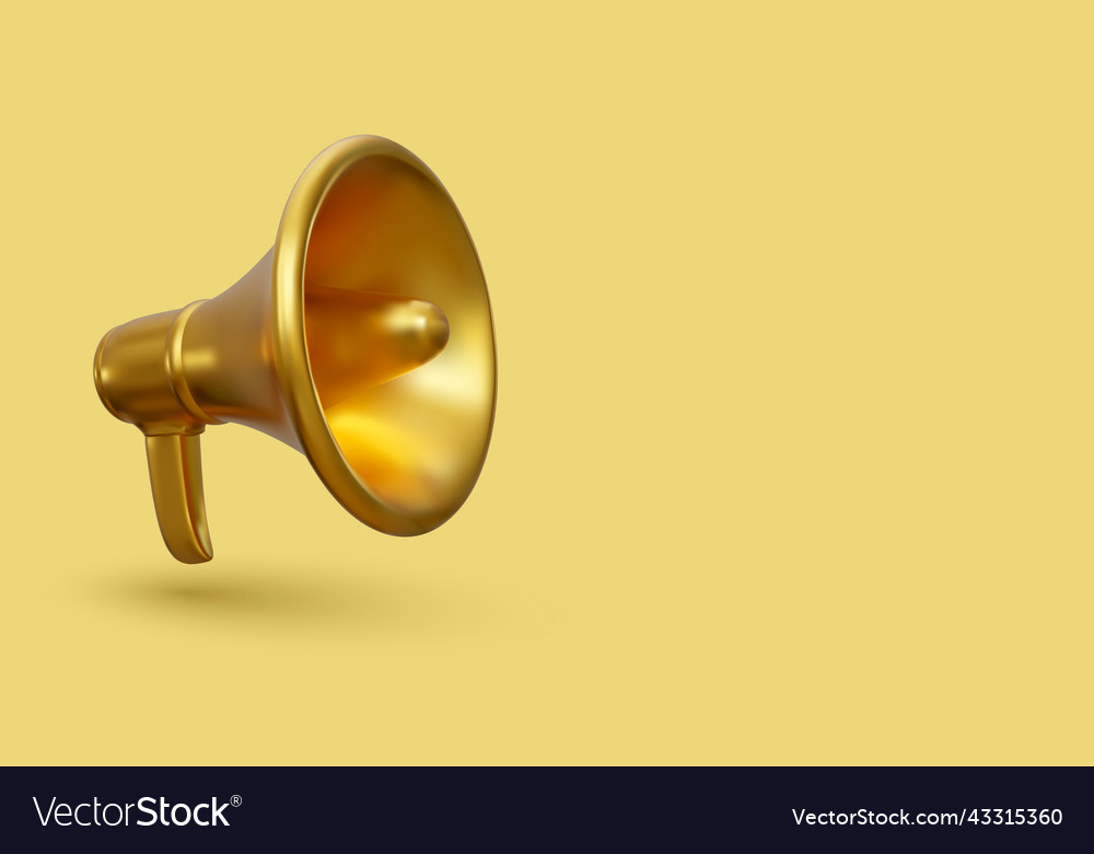 3D realistisches Gold Megaphone Marketing Konzept