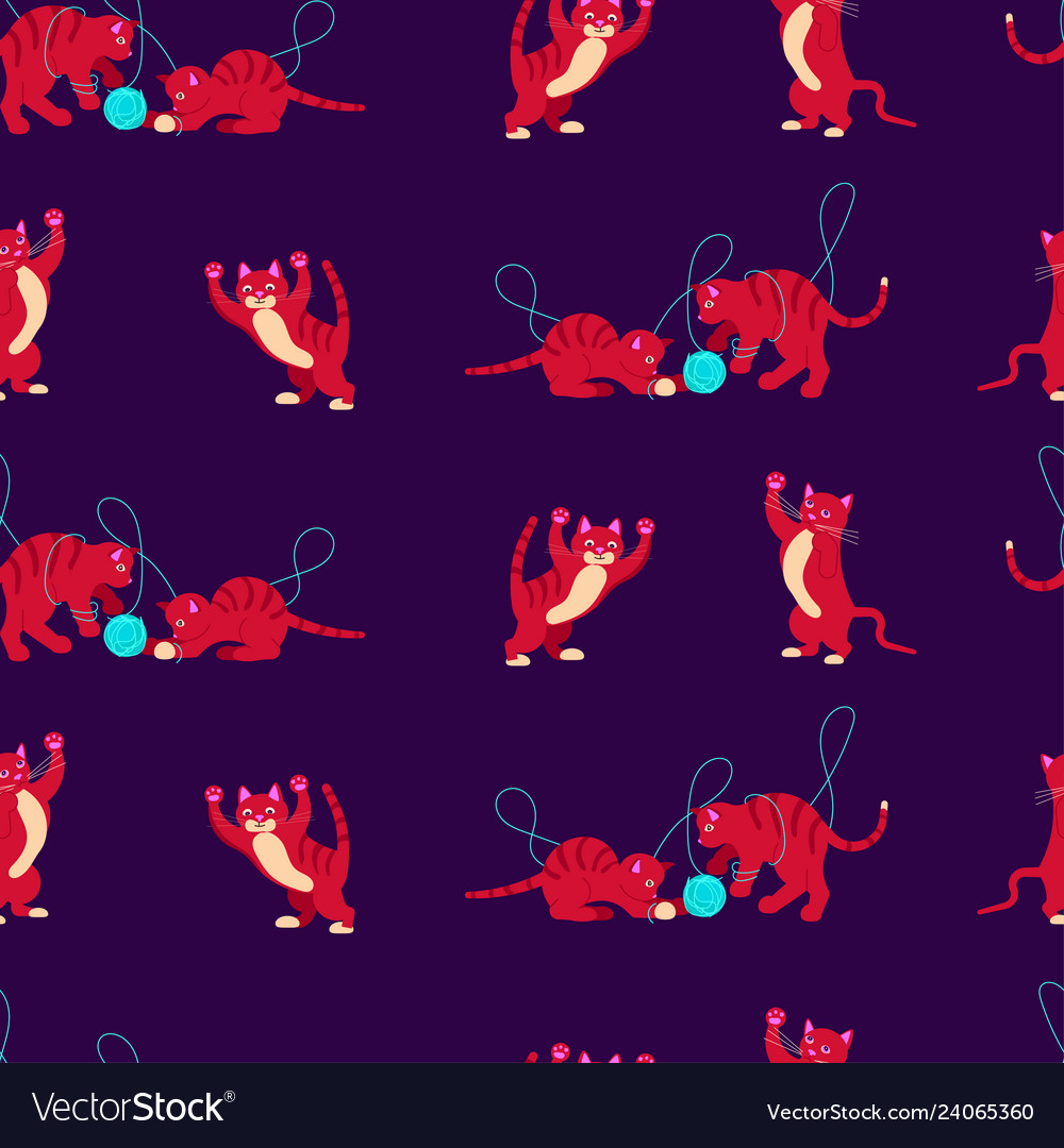 Abstract seamless pattern with colorful cats vector image Abstract seamless pattern with colorful cats