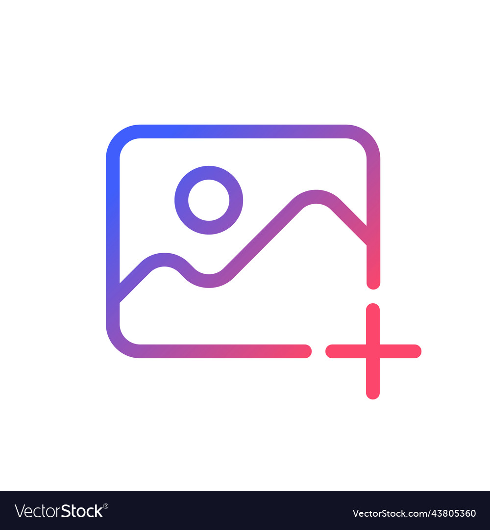 Add picture pixel perfect gradient linear ui icon vector image Add picture pixel perfect gradient linear ui icon