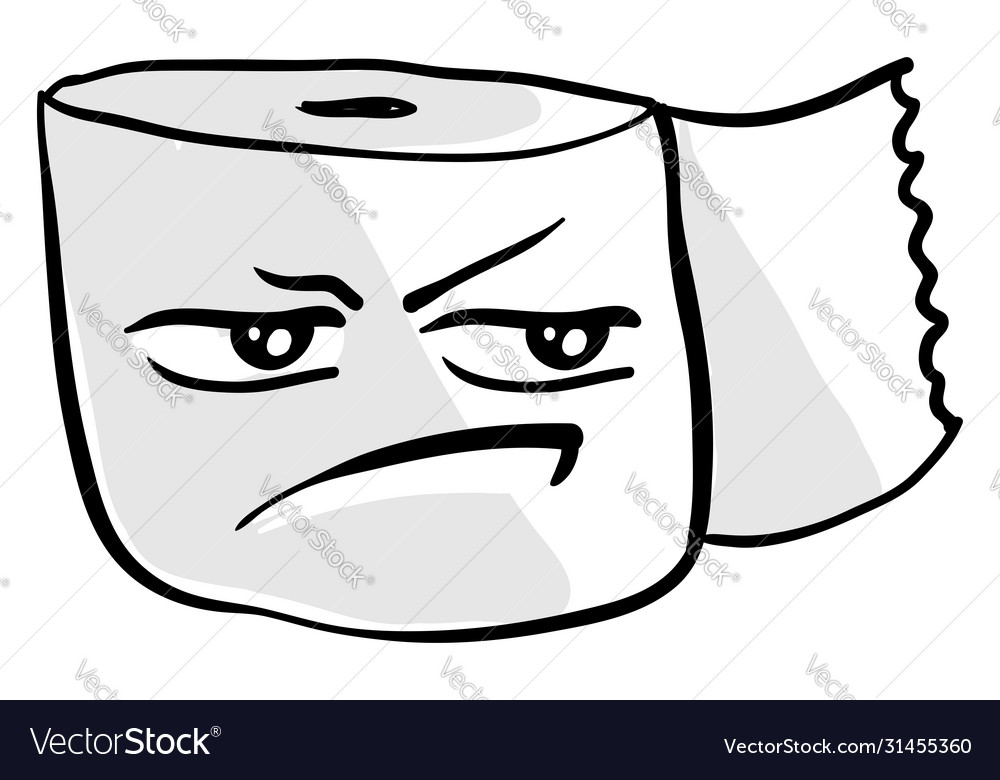 Angry toilet paper on white background Royalty Free Vector