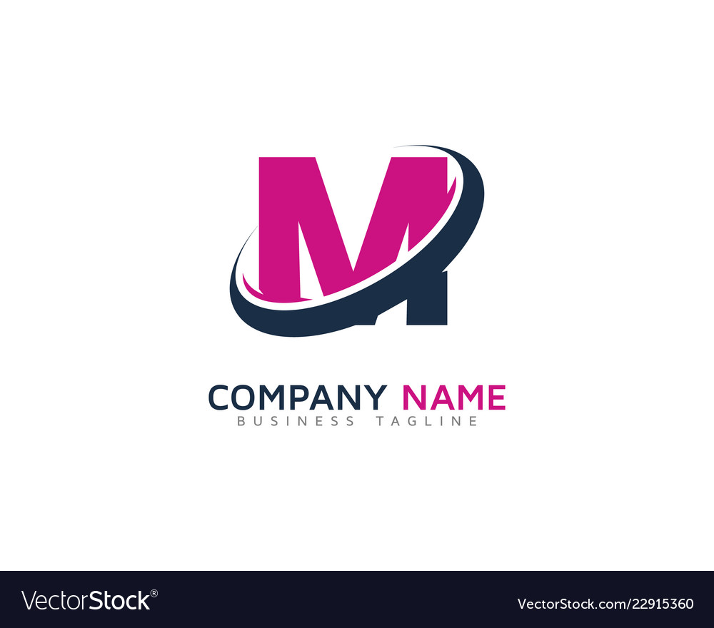 M ring letter with swoosh logo icon design Vector Image