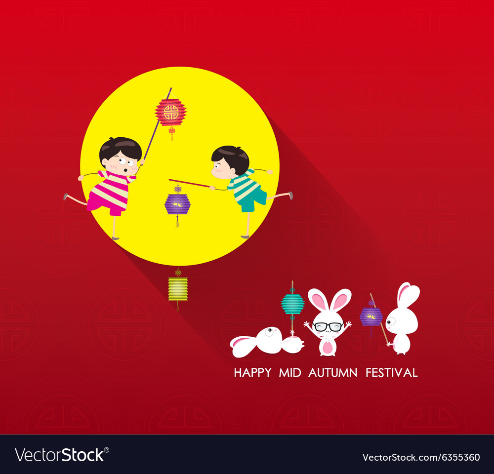 Mid Autumn Festival Background With Lantern Rabbit