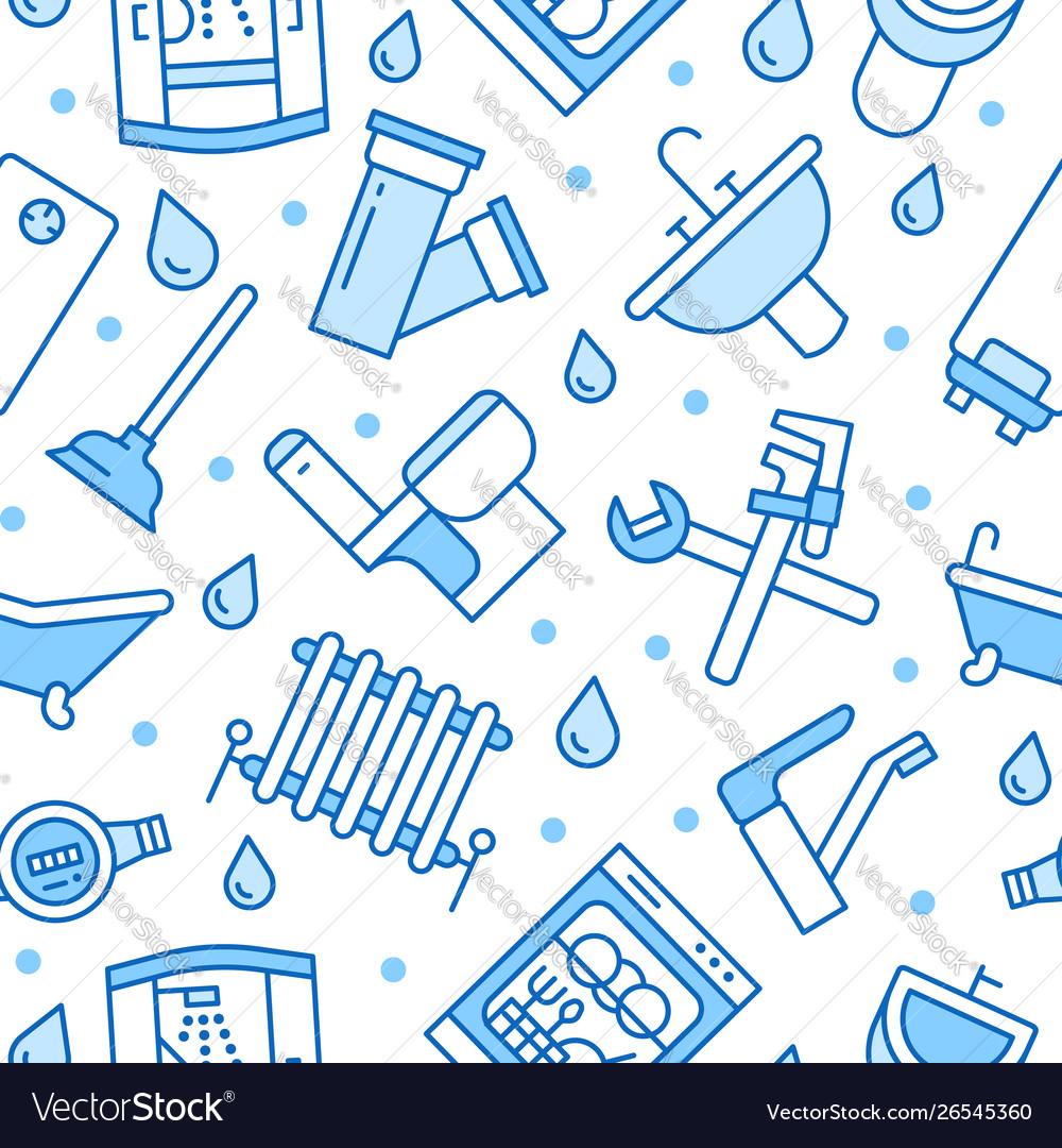 Plumbing service seamless pattern with flat vector image Plumbing service seamless pattern with flat