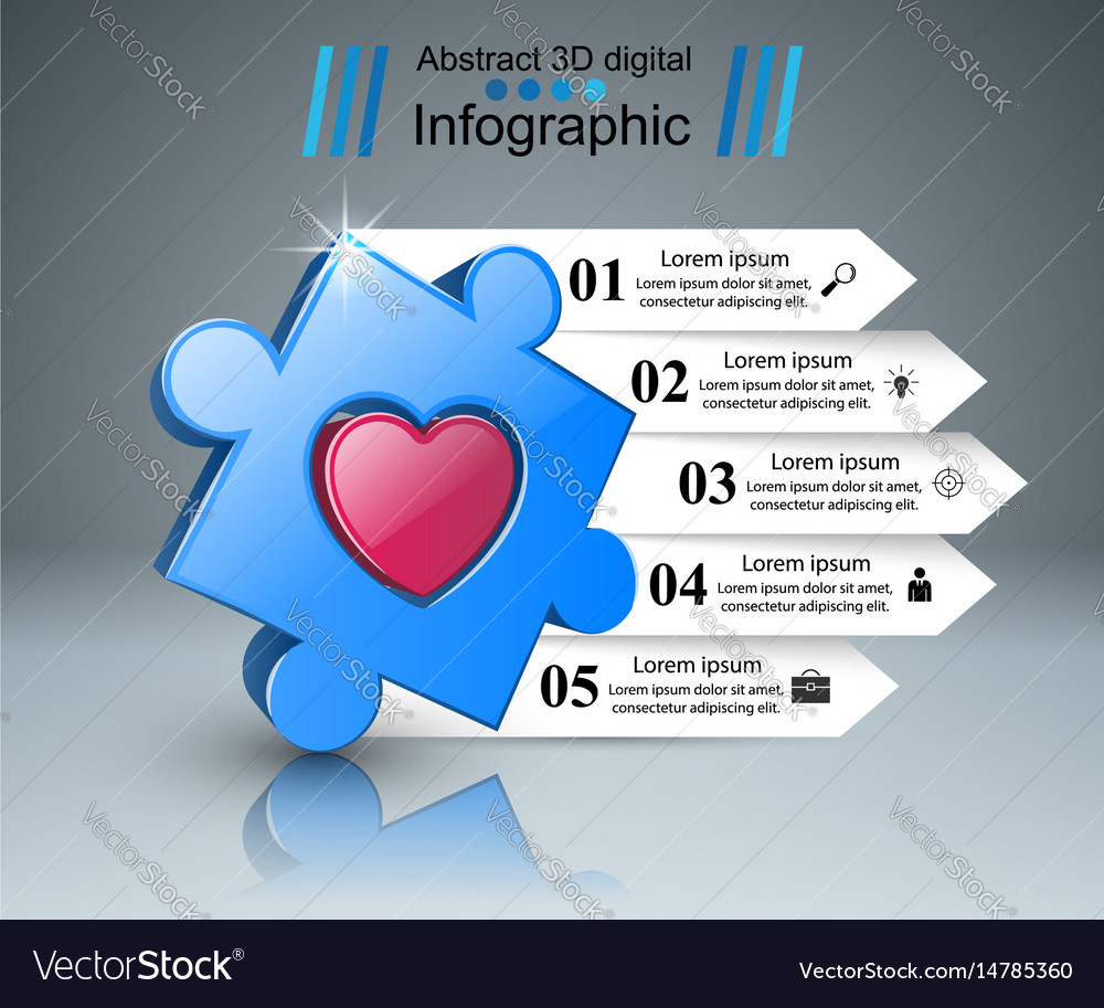 Puzzle logo heart infographics Royalty Free Vector Image