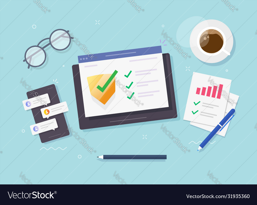 Security verification check digital tablet vector image Security verification check digital tablet