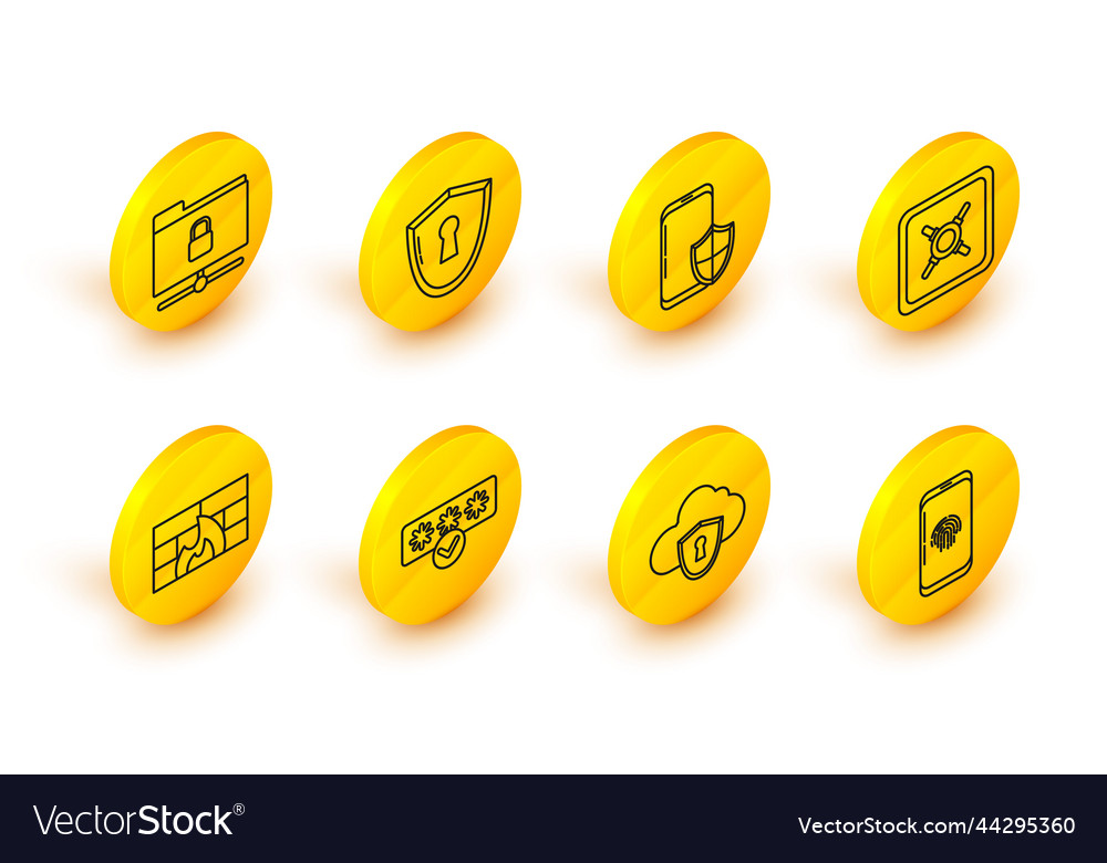 Set line smartphone with fingerprint scanner vector image Set line smartphone with fingerprint scanner