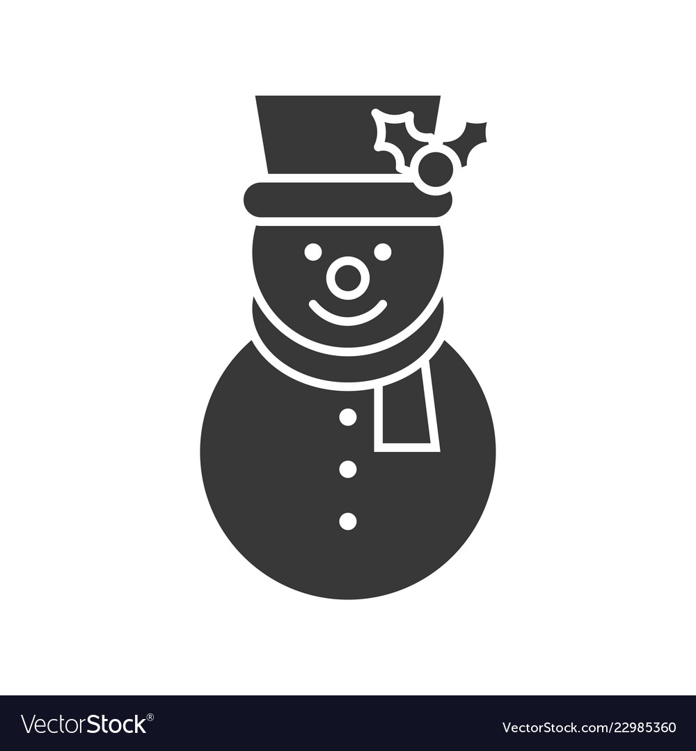 Snowman icon in silhouette design for use as Vector Image