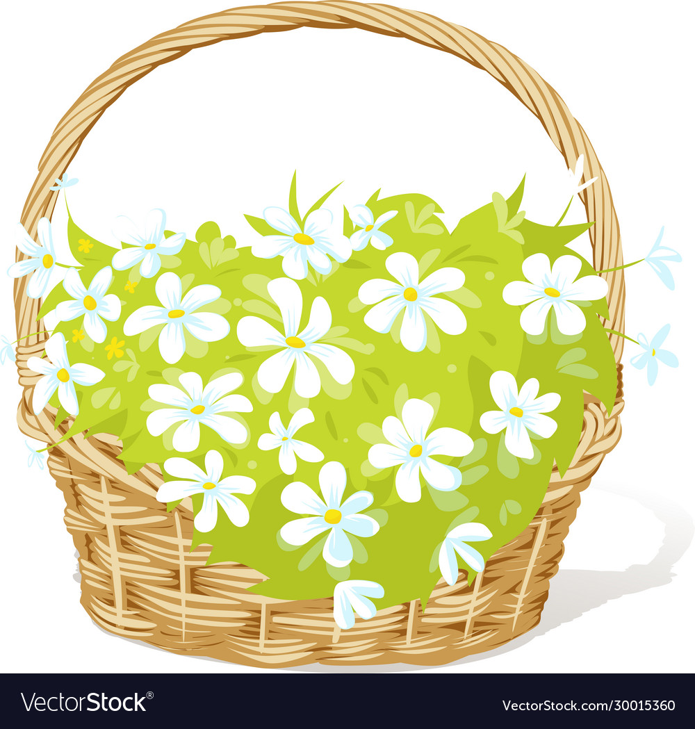 Spring basket full white fowers