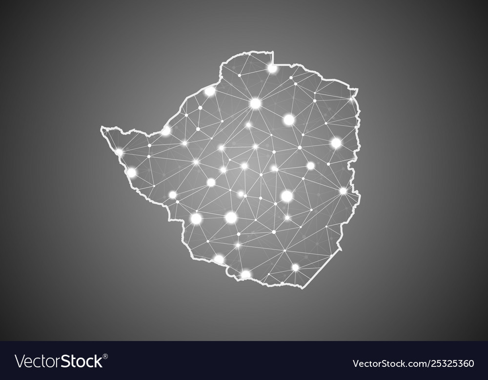 Wireframe mesh polygonal zimbabwe map abstract vector image Wireframe mesh polygonal zimbabwe map abstract