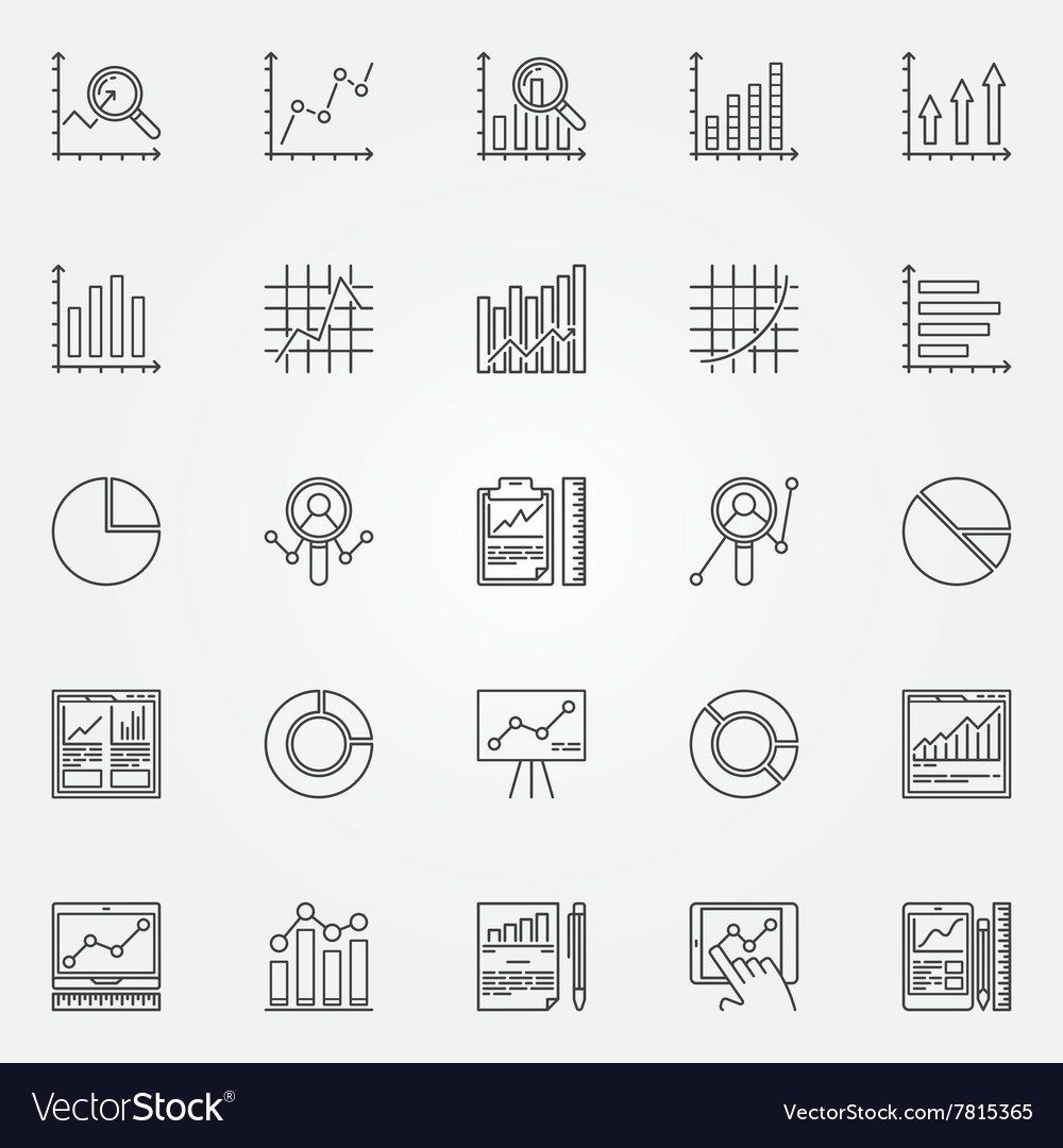 Analytics Icons Set Royalty Free Vector Image Vectorstock