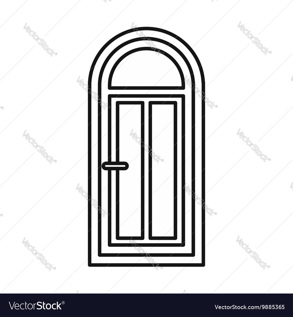 Arched Wooden Door With Glass Icon Royalty Free Vector Image