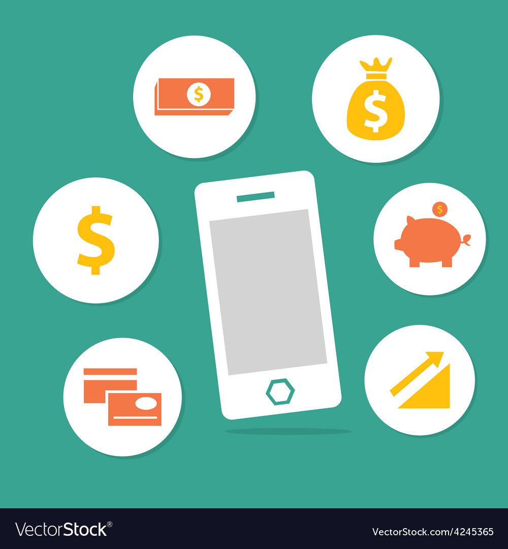 Business mobile and money icon