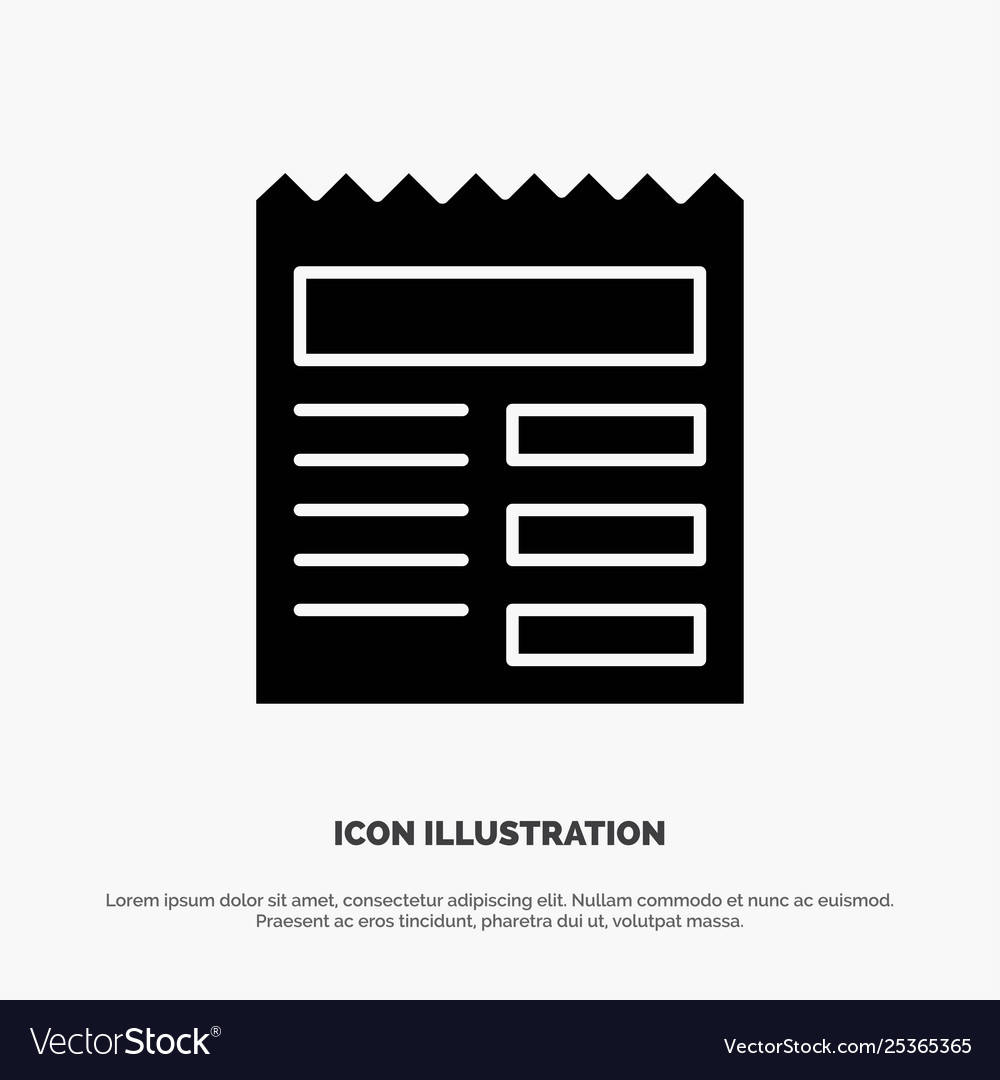Document text basic ui solid glyph icon vector image Document text basic ui solid glyph icon