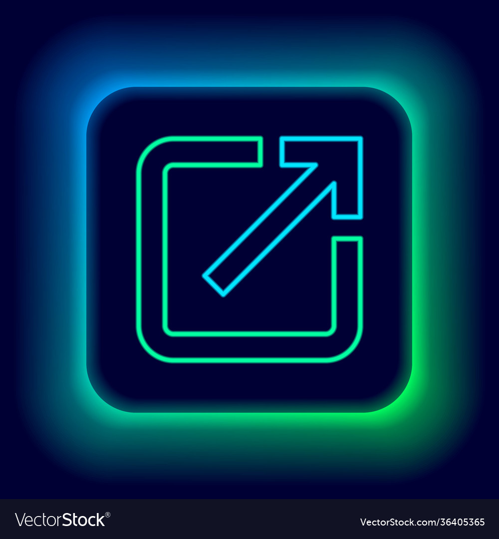 Glowing neon line open in new window icon isolated vector image Glowing neon line open in new window icon isolated