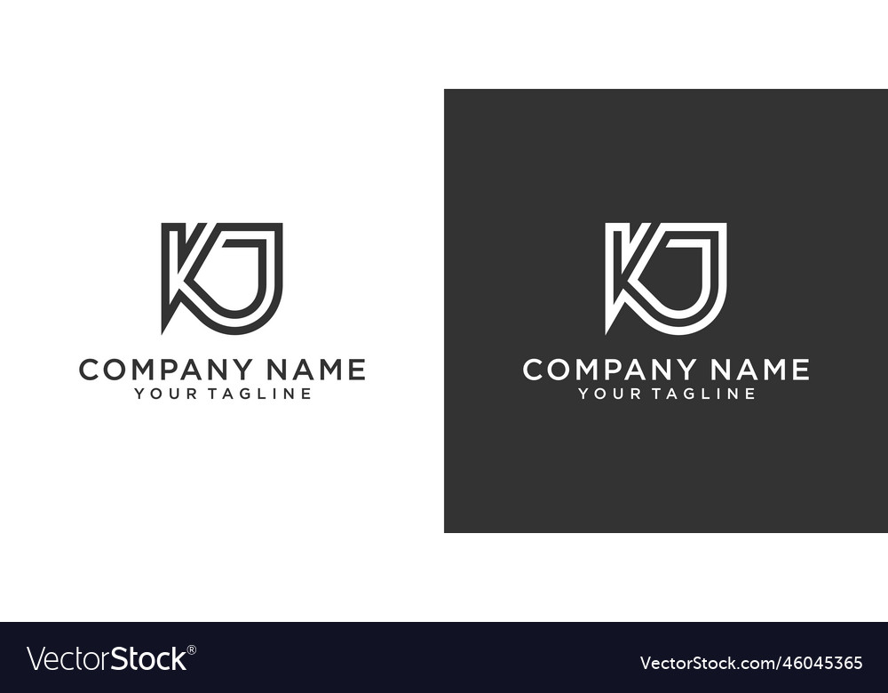 Kj or jk initial letter logo design