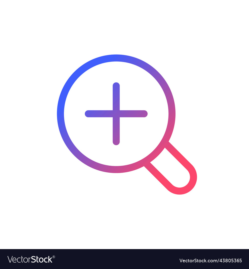 Magnifier and plus pixel perfect gradient linear vector image Magnifier and plus pixel perfect gradient linear