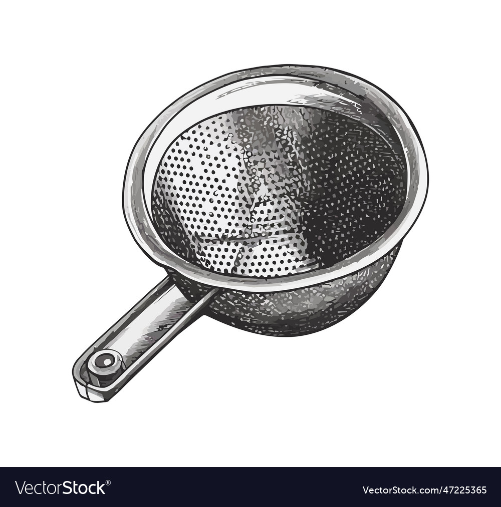 Metal colander kitchen utensil Royalty Free Vector Image