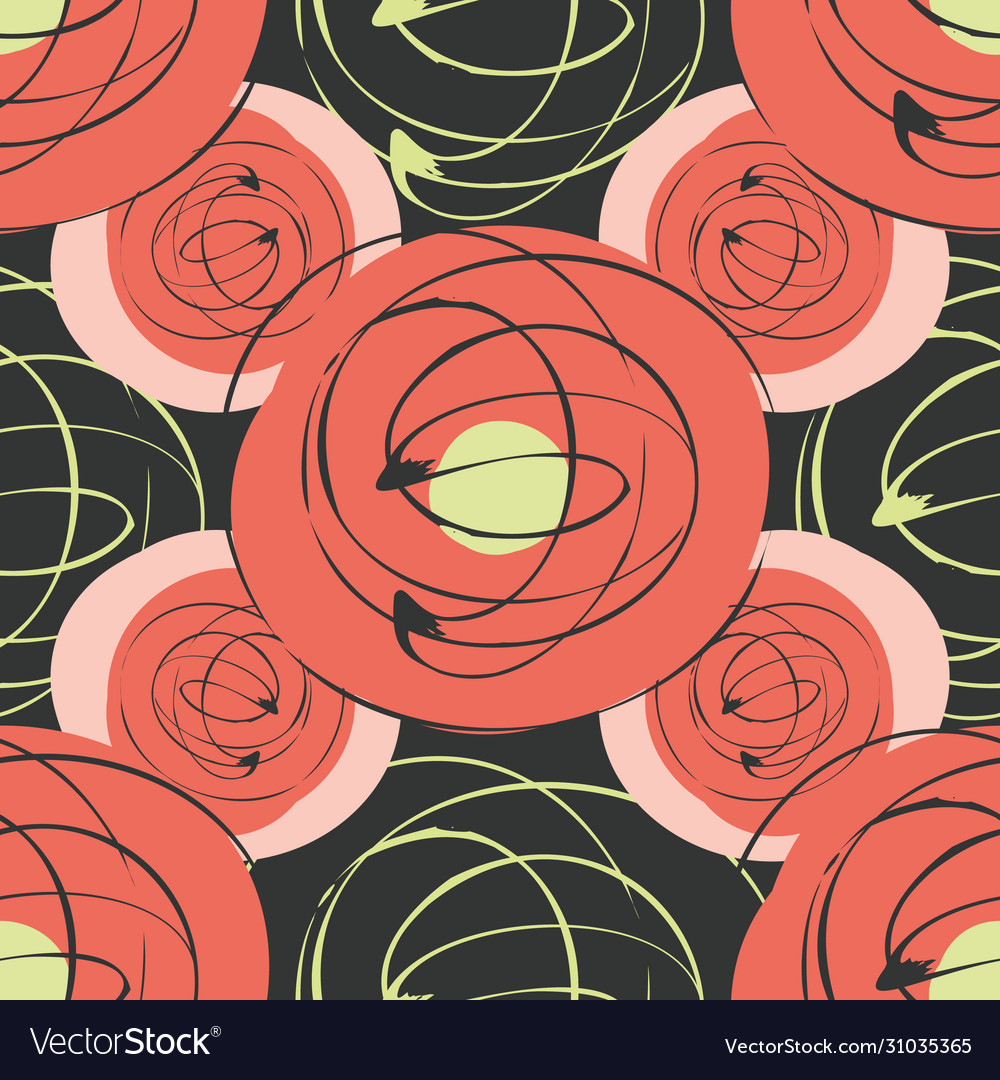 Scribbled ink line circle seamless pattern vector image Scribbled ink line circle seamless pattern