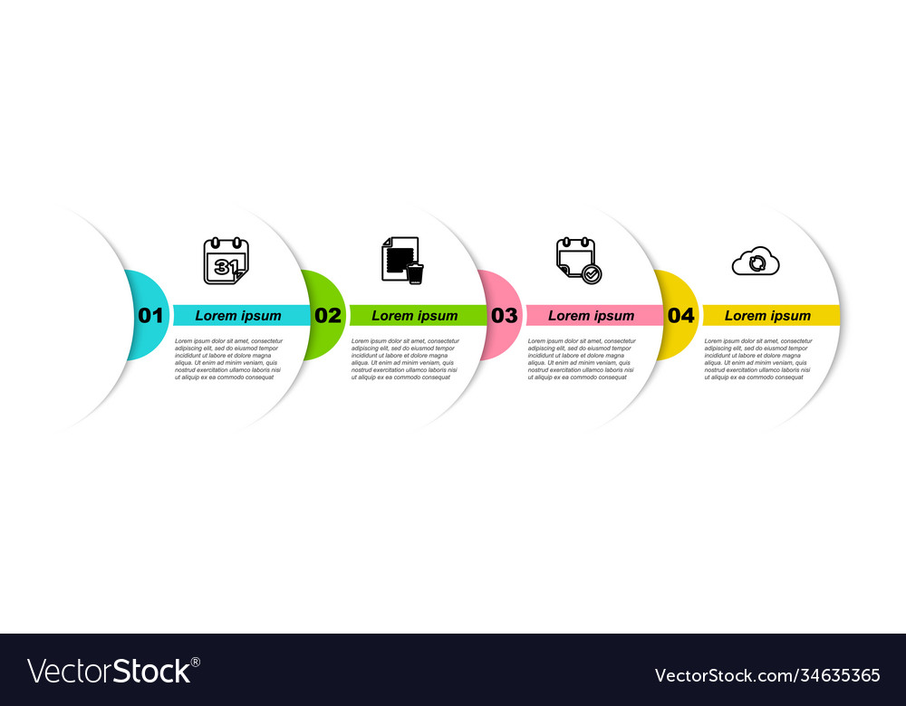 Set line calendar delete file document vector image Set line calendar delete file document