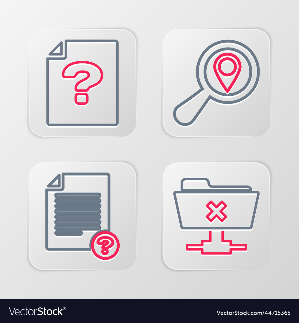 Set line ftp cancel operation unknown document vector image Set line ftp cancel operation unknown document