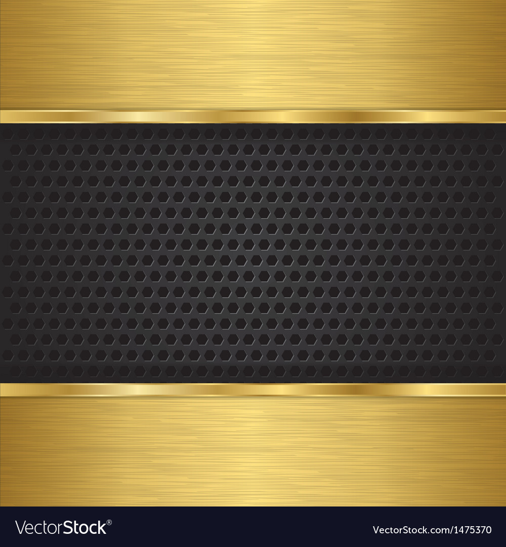 Abstract golden background with metallic grill Vector Image