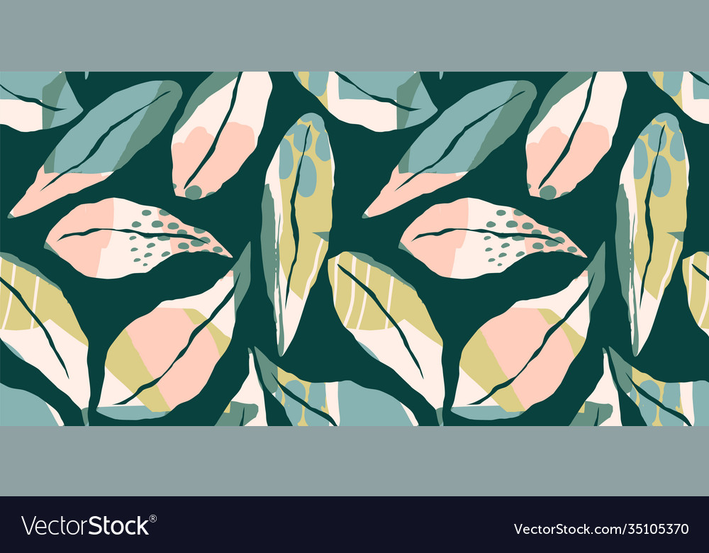 Artistic seamless pattern with abstract leaves vector image Artistic seamless pattern with abstract leaves