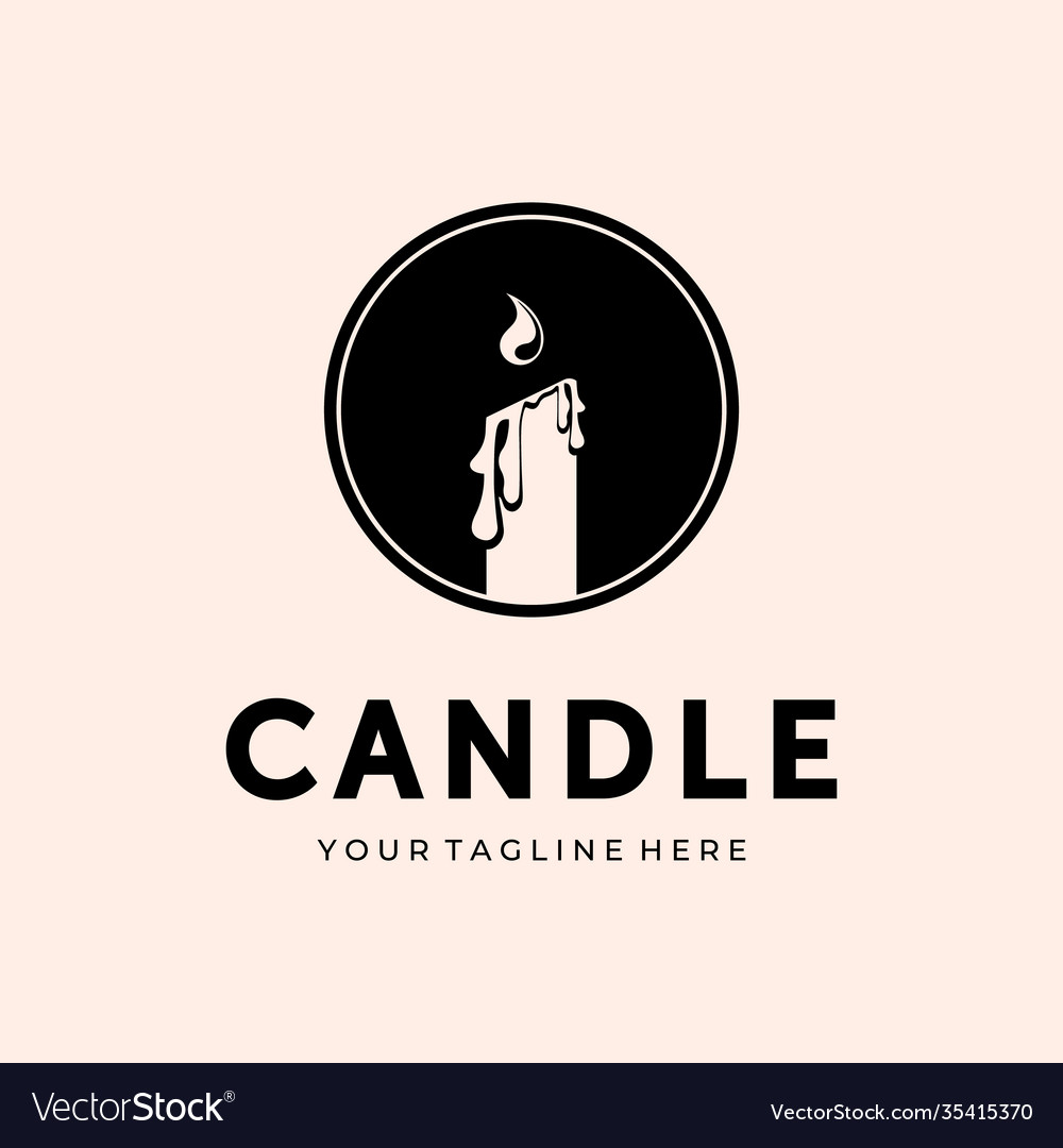 Candle logo template design in circle Royalty Free Vector