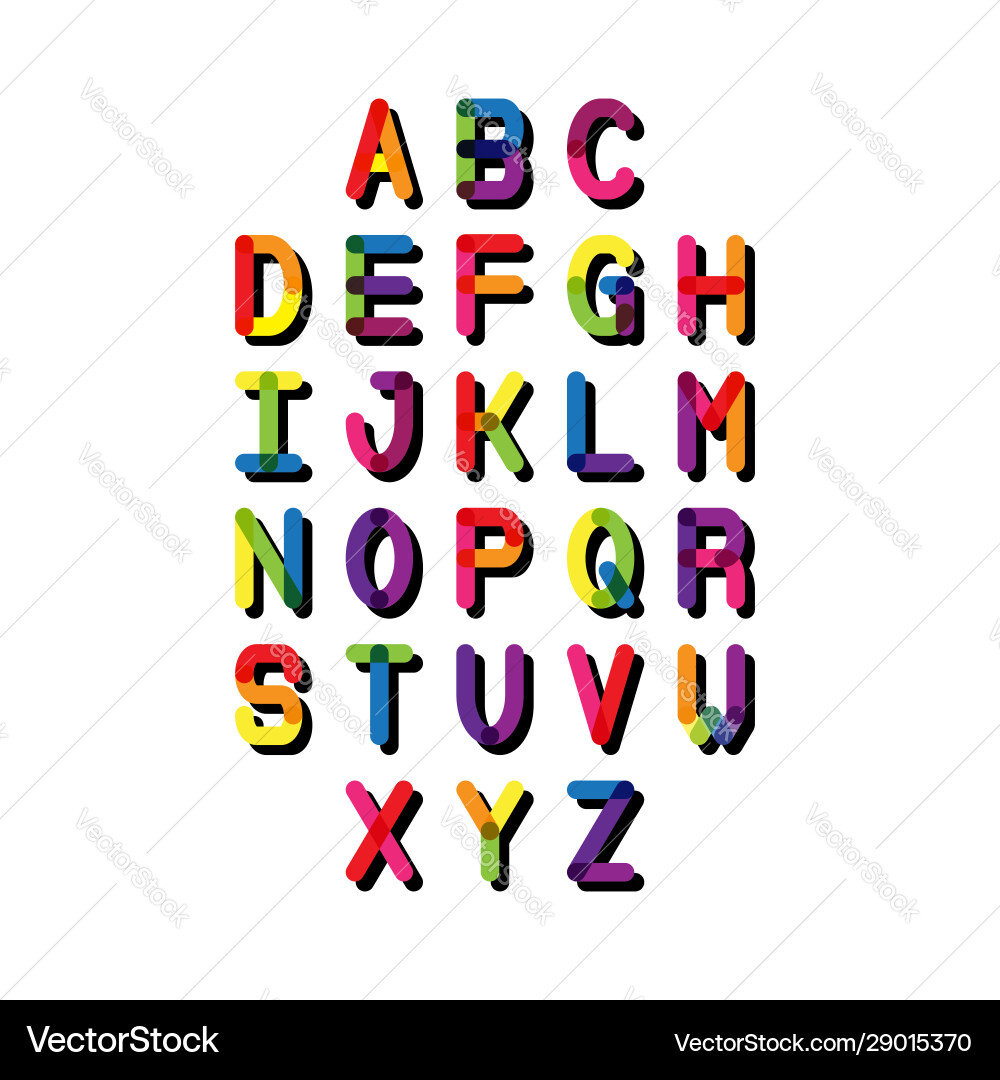 Colorful font and alphabet Royalty Free Vector Image