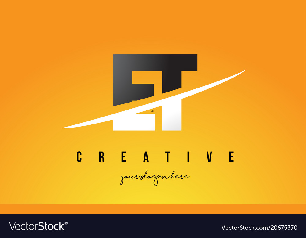 Et e t letter modern logo design with yellow