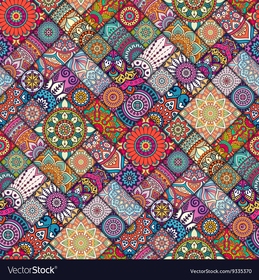 Ethnic floral seamless pattern Royalty Free Vector Image