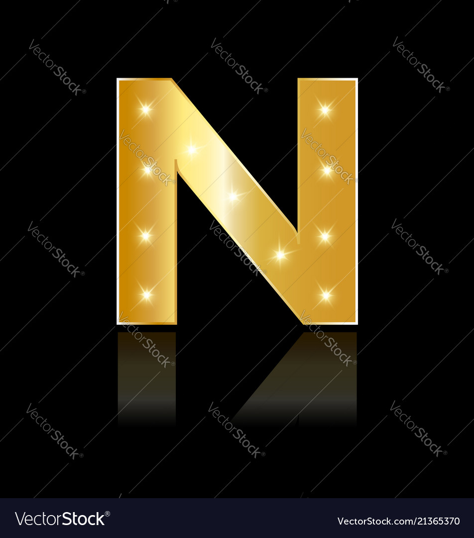 Goldener Buchstabe n glänzendes Symbol vector image Goldener Buchstabe n glänzendes Symbol