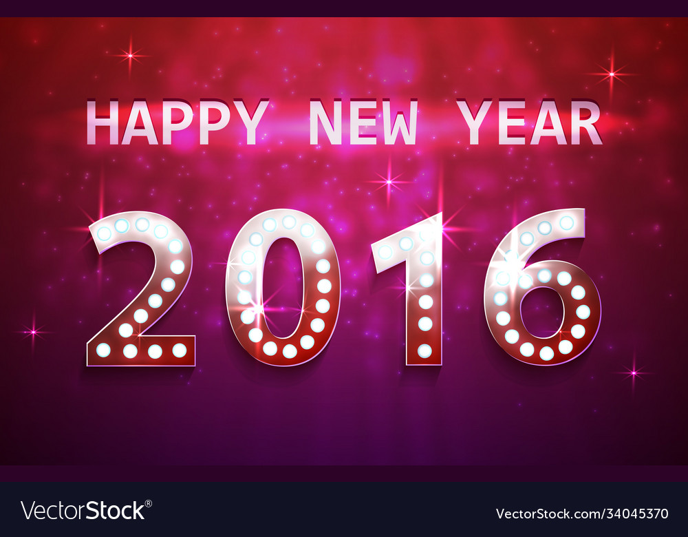 Happy new year with bulb lamps vector image Happy new year with bulb lamps