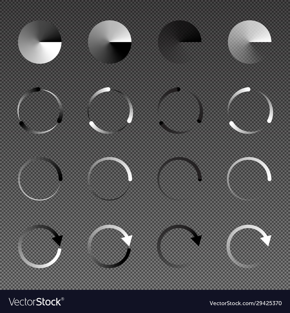 Isolated loading preloader icon set black vector image Isolated loading preloader icon set black
