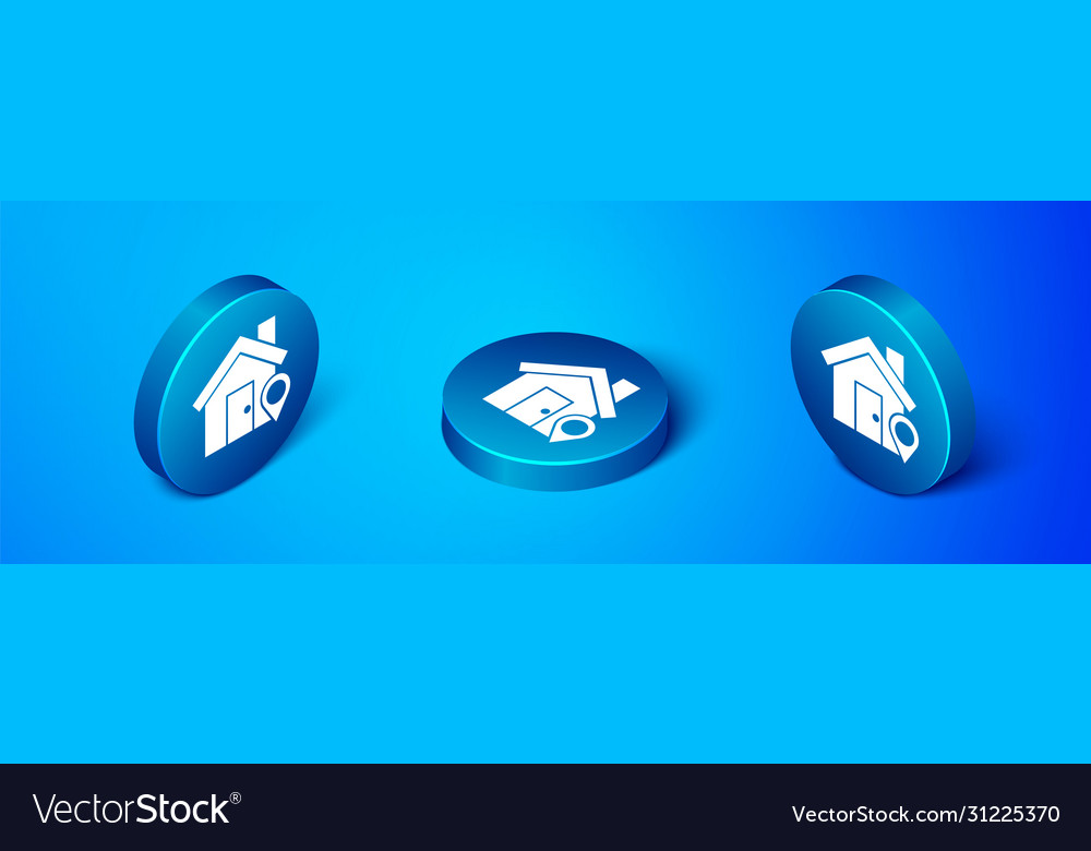 Isometric map pointer with house icon isolated vector image Isometric map pointer with house icon isolated