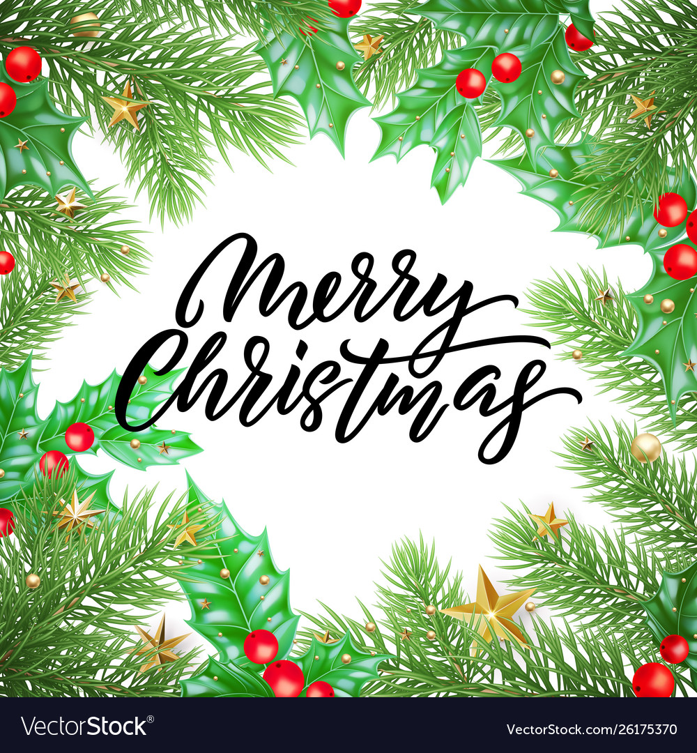 Merry christmas calligraphy lettering and xmas Vector Image