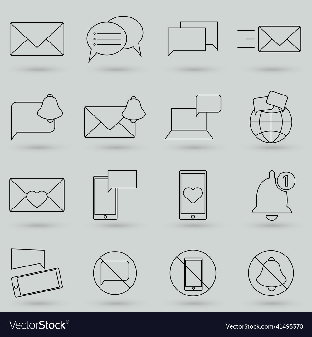 Message and speech bubble line icons thin vector image Message and speech bubble line icons thin