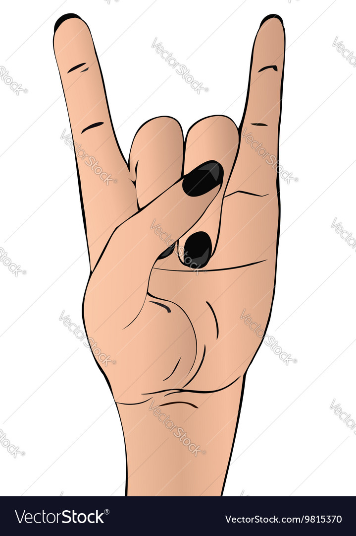 Rock hand gesture on white background Royalty Free Vector