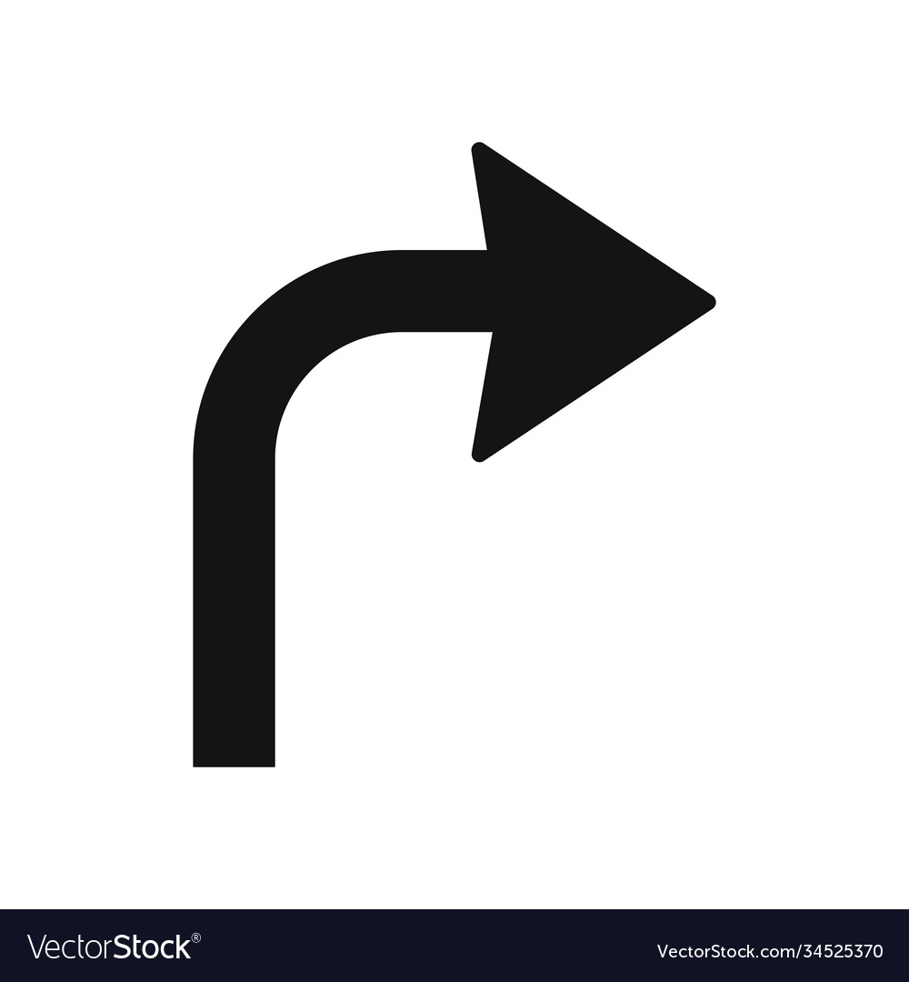 Turn right glyph icon road sign in white