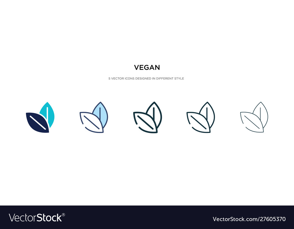 Vegan icon in different style two colored