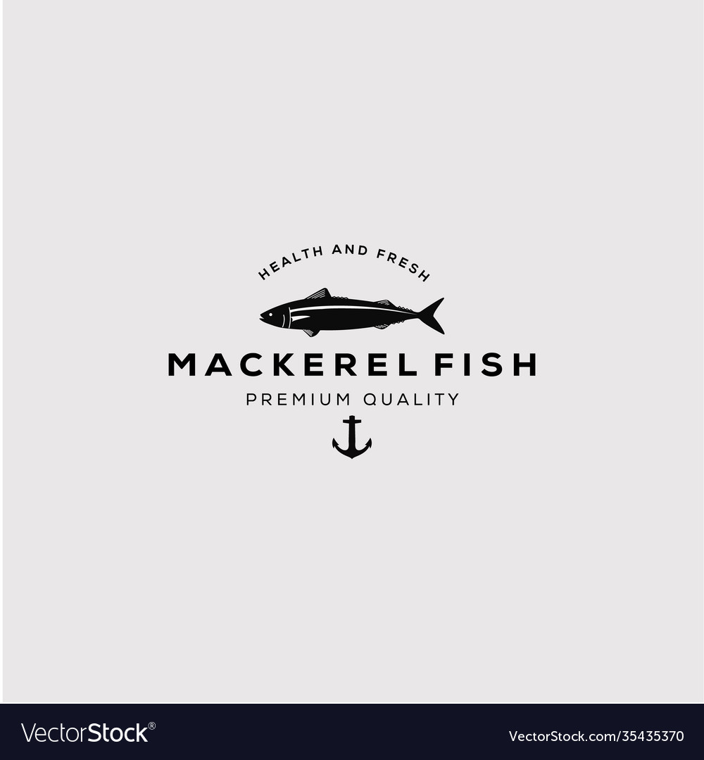 Vintage silhouette mackerel fish logo