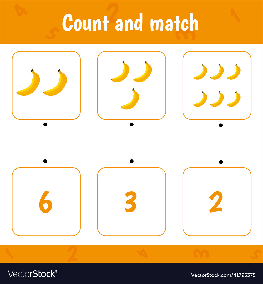 Count And Match Math Game For Children Royalty Free Vector