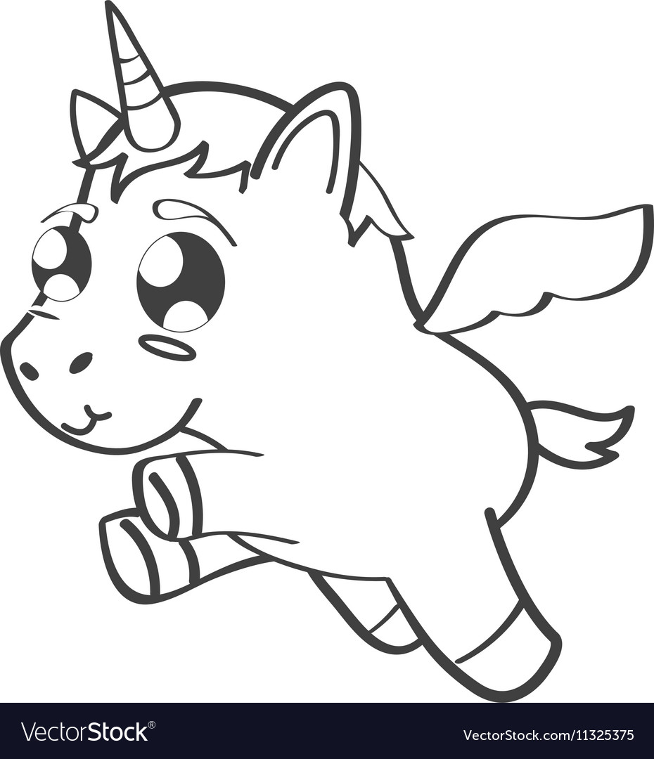 Cute unicorn drawn icon