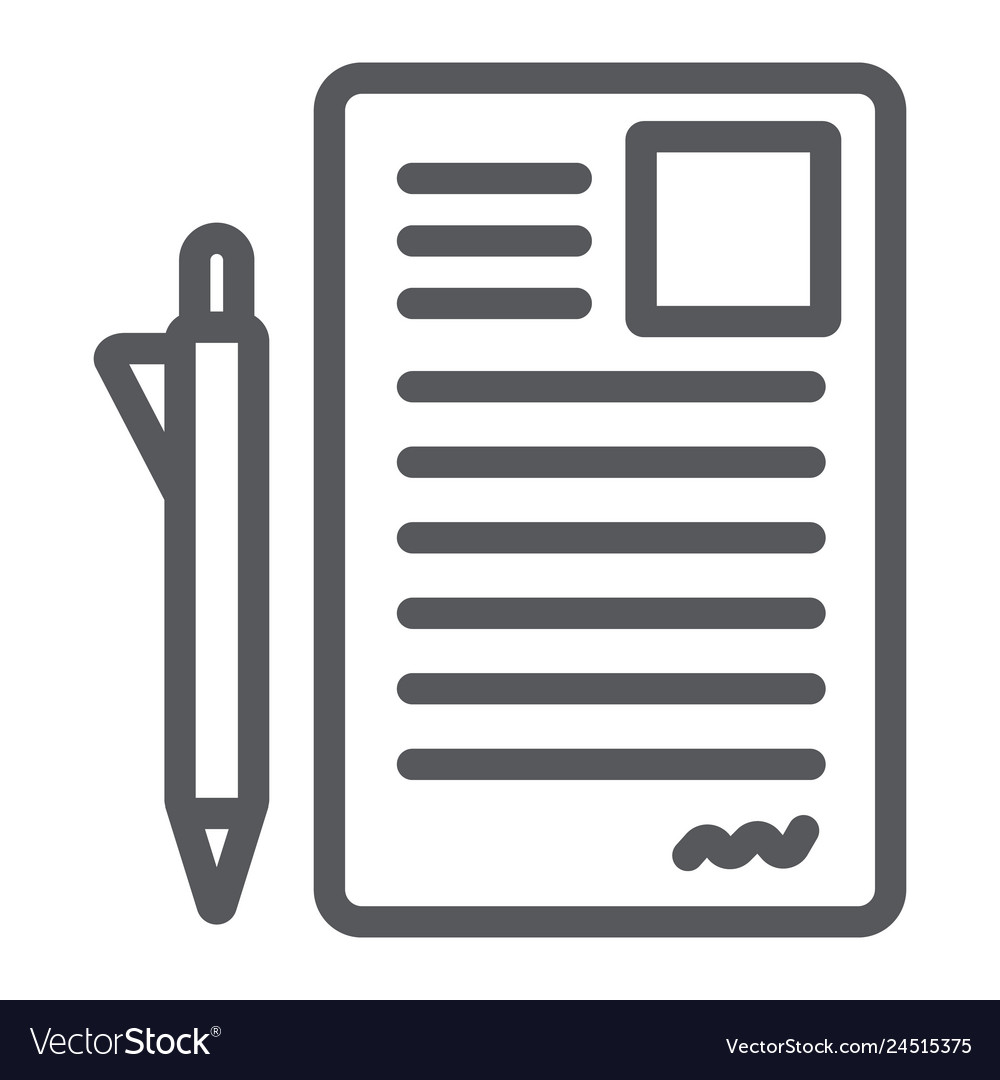 Document and pen line icon office paper sign