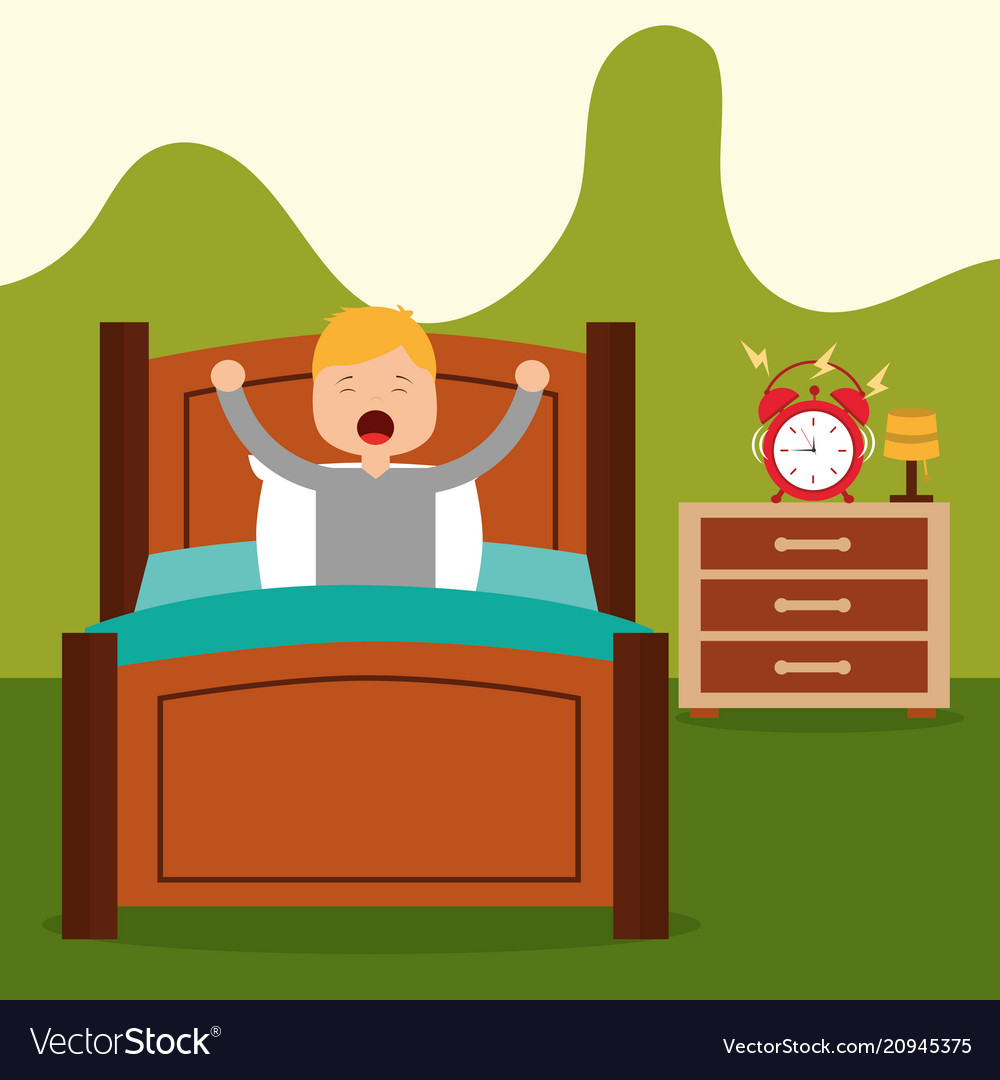 Little Boy Waking Up Royalty Free Vector Image