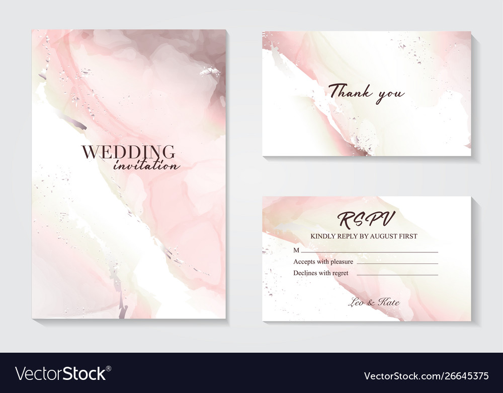 Romantic tender brush stroke watercolor background with glitter foil golden  design for wedding invitation, save the date and thank you cards. With  place for text. Tender rose gold modern template. Stock Vector