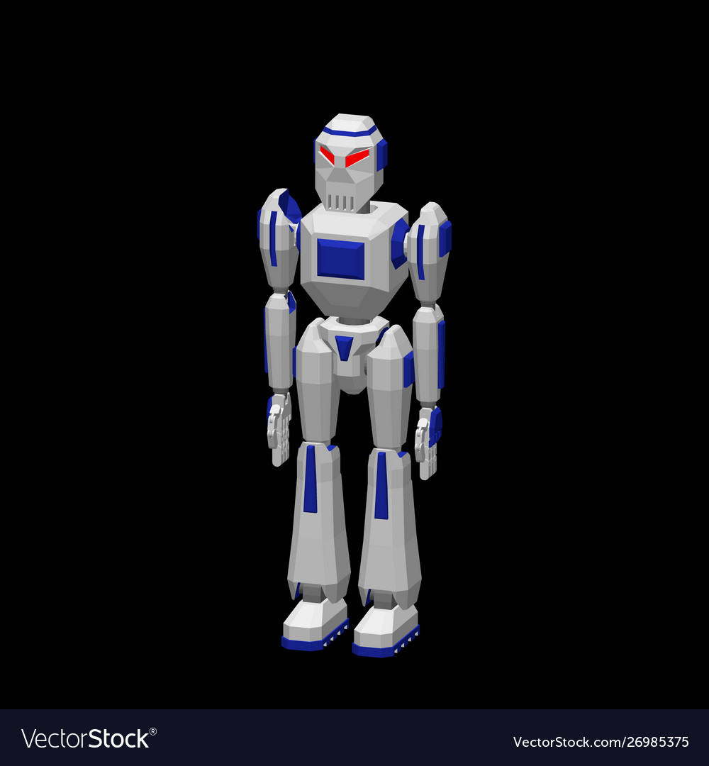 Robot character isolated on black background 3d